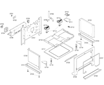 Cabinet Assy Diagram and Parts List for PD366BS 07 Thermador Range