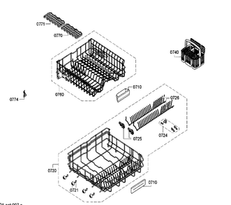 Baskets Diagram and Parts List for SGE53U52UC 01 Bosch Dishwasher