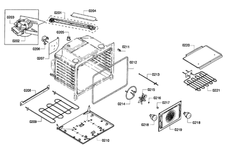 Cavity Diagram and Parts List for HEI7052U 04 Bosch Range