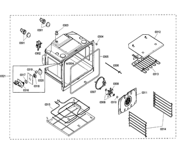 Cavity Diagram and Parts List for HBN5460UC 01 Bosch Wall Oven