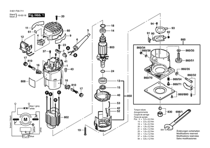 Page A Diagram and Parts List for PR20EVS 3601F0A711 Bosch Router