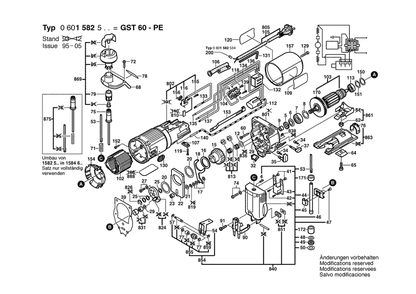 Section 1 Diagram and Parts List for GST60PE 0601582534 Bosch Jig Saw