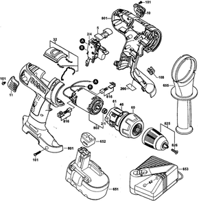 Drill Assembly Diagram and Parts List for 33618-2G  Bosch Drill