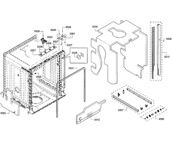 Cabinet Diagram and Parts List for SHX3AR76UC 22 Bosch Dishwasher
