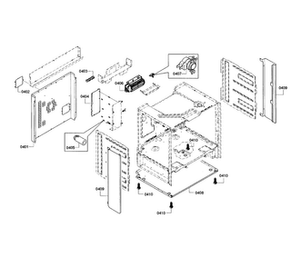 Frame Diagram and Parts List for HEI8054U 01 Bosch Range