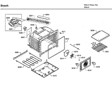 Cavity Diagram and Parts List for HDI7032U 05 Bosch Range
