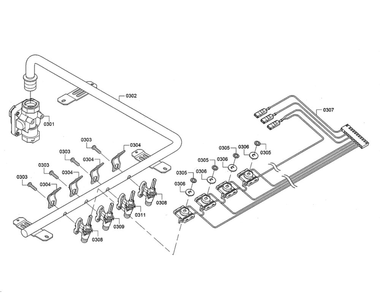 Valves/Pressure Regulator Diagram and Parts List for NGM5456UC 01 Bosch Cooktop