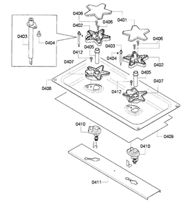 Burners 1 Diagram and Parts List for PCG486GD 03 Thermador Cooktop