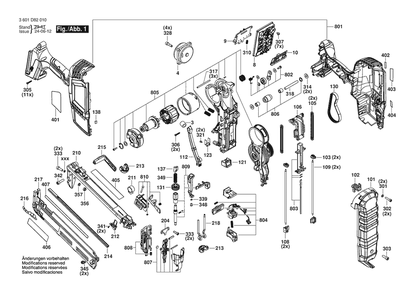 Section 1 Diagram and Parts List for 3601D82010  Bosch Nailer