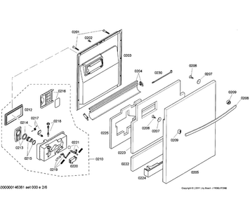 Door Assy Diagram and Parts List for SHX65P06UC 59 Bosch Dishwasher
