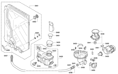 Pump Diagram and Parts List for DWHD650GPR 16 Thermador Dishwasher