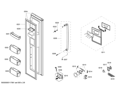 Diagram 2 Diagram and Parts List for B20CS50SNS-02  Bosch Refrigerator