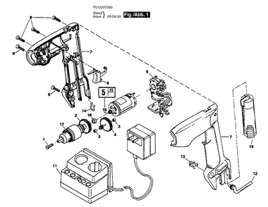 Bosch 2072type1 (F012207200) Diagram and Parts List for 2072 (TYPE 1)(F012207200) Bosch Cordless Drill