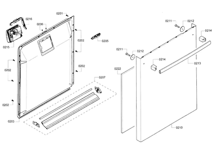 Door Diagram and Parts List for SHX3AR55UC 21 Bosch Dishwasher