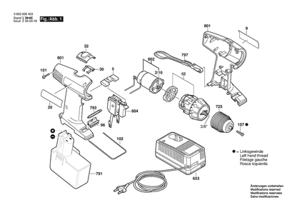Section 1 Diagram and Parts List for 0603936437  Bosch Screwdriver