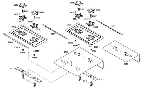 Burner Assy Diagram and Parts List for PD484GED01  Thermador Range