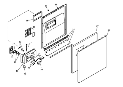 Door Assy Diagram and Parts List for SHU5302UC 12 Bosch Dishwasher