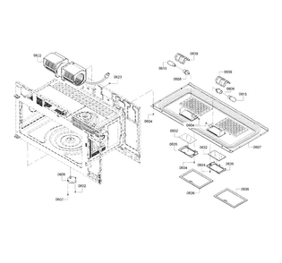 Base Assy Diagram and Parts List for HMV5052U 01 Bosch Microwave