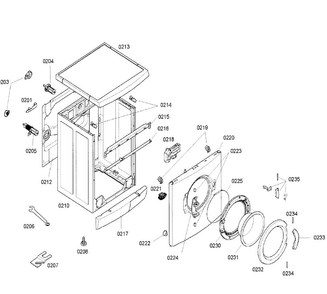 Door/cabinet Diagram and Parts List for WFL2060UC 27 Bosch Washer