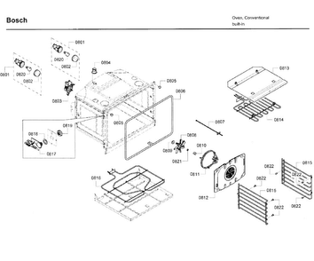 Oven Asy Diagram and Parts List for HBL5750UC 09 Bosch Microwave