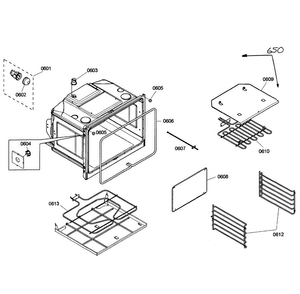 Oven Lower Diagram and Parts List for HBL3550UC 03 Bosch Wall Oven