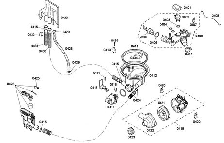 Pump Assy Diagram and Parts List for SHX45P01UC 53 Bosch Dishwasher
