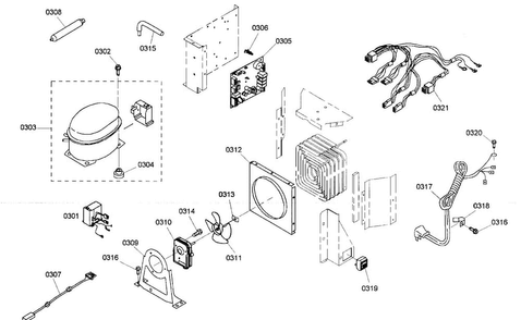 Compressor Assy Diagram and Parts List for KBUDT4865E 01 Thermador Refrigerator