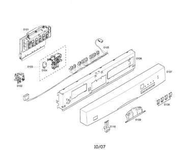 Fascia Panel/control Module Diagram and Parts List for SHE44C02UC 22 Bosch Dishwasher