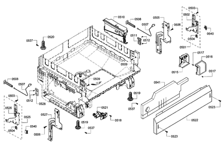 Base Assy Diagram and Parts List for SHE3AR72UC 12 Bosch Dishwasher
