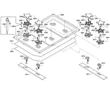 Burners Assy Diagram and Parts List for PRD366GHC 09 Thermador Range