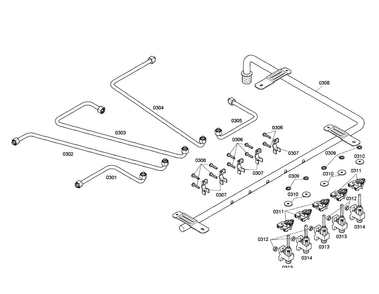 Manifold/valves Diagram and Parts List for NGM8054UC 01 Bosch Cooktop
