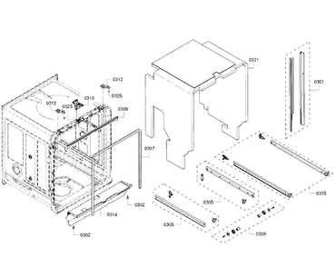 Cabinet Diagram and Parts List for SHP68TL5UC 07 Bosch Dishwasher