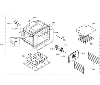 Oven Assy Diagram and Parts List for HBL3450UC 01 Bosch Wall Oven