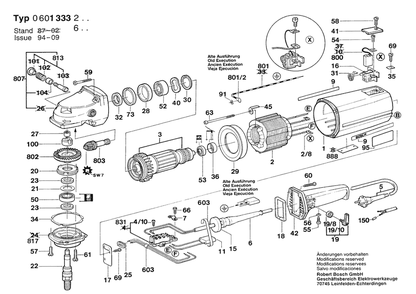 Section 1 Diagram and Parts List for 13332 0601333239 Bosch Angle Grinder