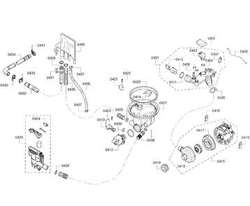 Pump Assy Diagram and Parts List for SHX55R55UC 64 Bosch Dishwasher