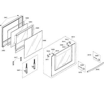 Door Assy Diagram and Parts List for HBN3450UC 03 Bosch Wall Oven