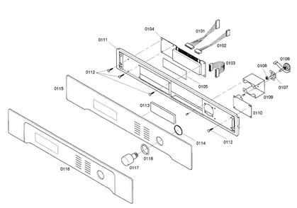Control Panel Diagram and Parts List for HBL755AUC 02 Bosch Wall Oven