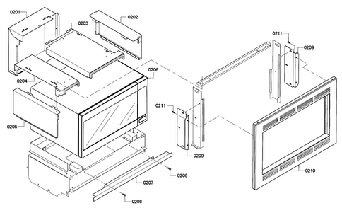 Frame Diagram and Parts List for HBL5720UC 08 Bosch Microwave