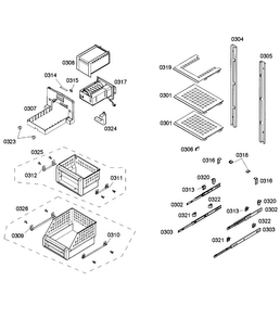 Shelfs Diagram and Parts List for T18ID80NLP 01 Thermador Freezer