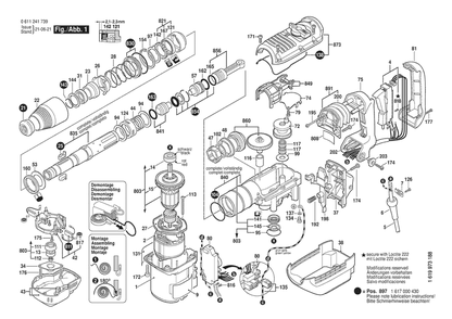 Section 1 Diagram and Parts List for GBH5-40DE 0611241739 Bosch Hammer Drill