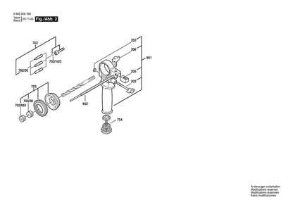 Section 2 Diagram and Parts List for PBH200FRE 0603356732 Bosch Hammer Drill