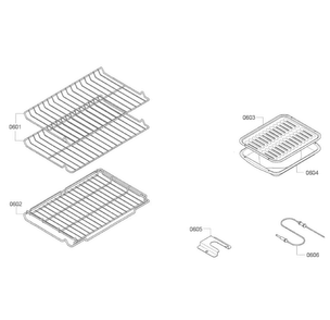 Shelfs Diagram and Parts List for HES7282U 02 Bosch Range