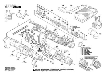 Page A Diagram and Parts List for ANGLEEXACT8 0602490651 Bosch Electric Drill
