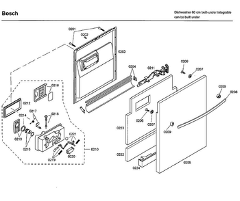 Door Diagram and Parts List for SHX33A05UC 46 Bosch Dishwasher