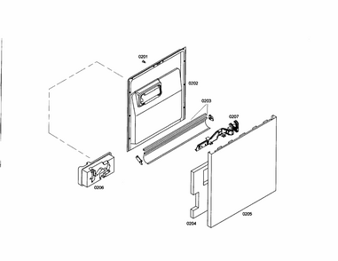 Door/dispenser Diagram and Parts List for S35KMK17UC 18 Bosch Dishwasher