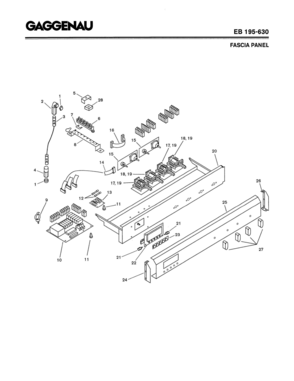 04 - FASCIA PANEL Diagram and Parts List for EB195-630  Bosch Range