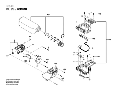 Diagram 4 Diagram and Parts List for GCM18V-10SD 3 601 M46 110 Bosch Miter Saw