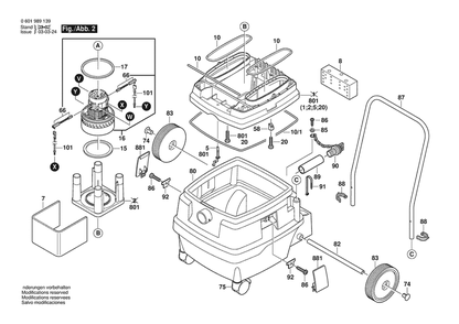 Section 2 Diagram and Parts List for GAS50 0601989139 Bosch Utility Vacuum