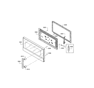 Door Assy Diagram and Parts List for HMV5052U 01 Bosch Microwave