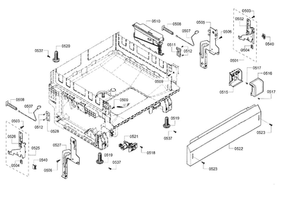 Base Diagram and Parts List for SHE3AR52UC 14 Bosch Dishwasher